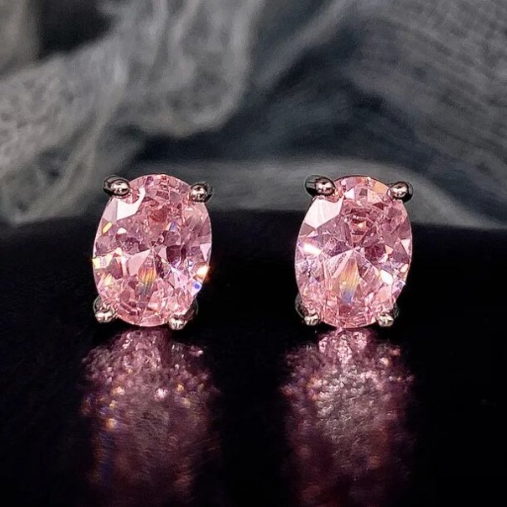 Pink Ice Oval Post Earrings - Picture 3 of 3